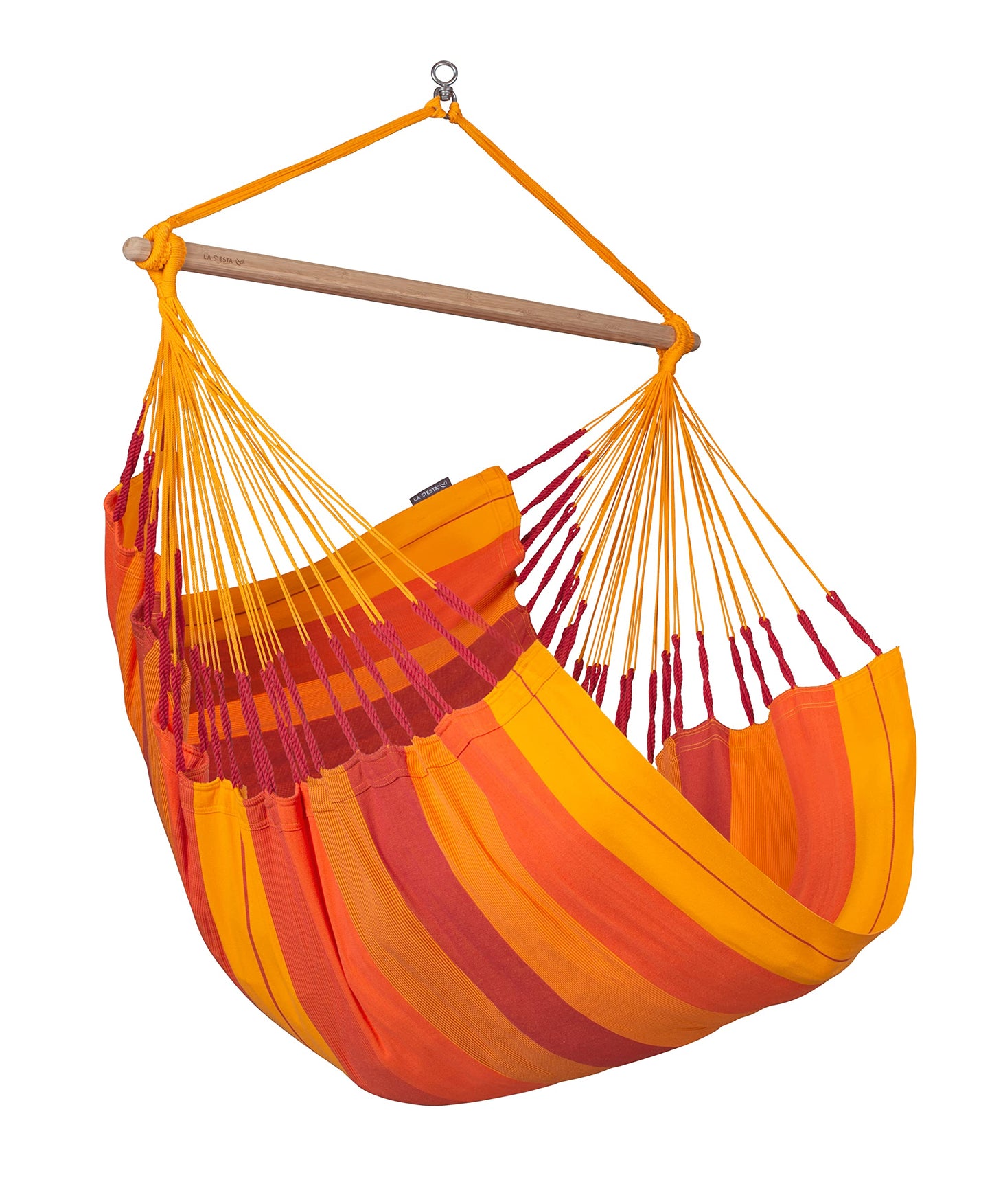 La Siesta Habana Hängesessel Kingsize aus Bio-Baumwolle mit Bambus Spreizstab & 360° Drehgelenk – Premium Hängestuhl für Garten, Balkon & Wohnzimmer