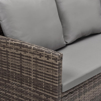 SVITA Madison Rattan Lounge Ecksofa Set Braun, Polyrattan Gartenmöbel mit Tisch & Kissen