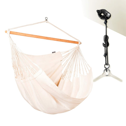 La Siesta Habana Hängesessel Kingsize aus Bio-Baumwolle mit Bambus Spreizstab & 360° Drehgelenk – Premium Hängestuhl für Garten, Balkon & Wohnzimmer