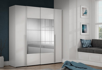 Forte Jabim Kleiderschrank mit LED Beleuchtung – Schwebetürenschrank 4-türig 280 cm Schlafzimmer