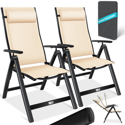 KESSER Gartenstuhl Hochlehner Set – Klappbarer Aluminium Gartenstuhl mit Armlehnen, 7-fach verstellbar, wetterfest & atmungsaktiv