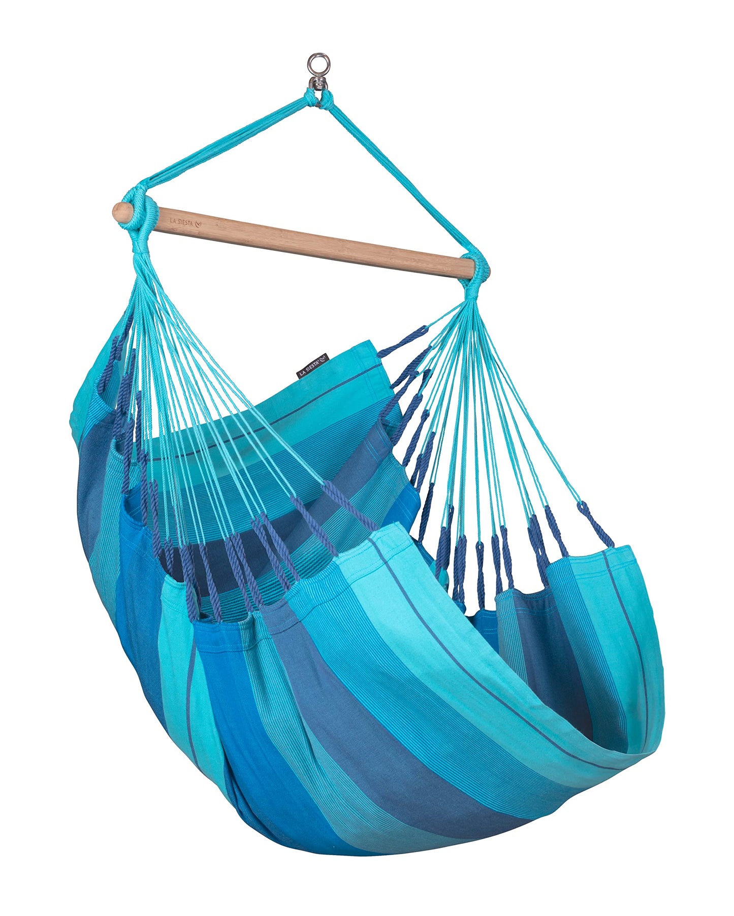 La Siesta Habana Hängesessel Kingsize aus Bio-Baumwolle mit Bambus Spreizstab & 360° Drehgelenk – Premium Hängestuhl für Garten, Balkon & Wohnzimmer