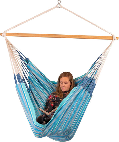 La Siesta Habana Hängesessel Kingsize aus Bio-Baumwolle mit Bambus Spreizstab & 360° Drehgelenk – Premium Hängestuhl für Garten, Balkon & Wohnzimmer