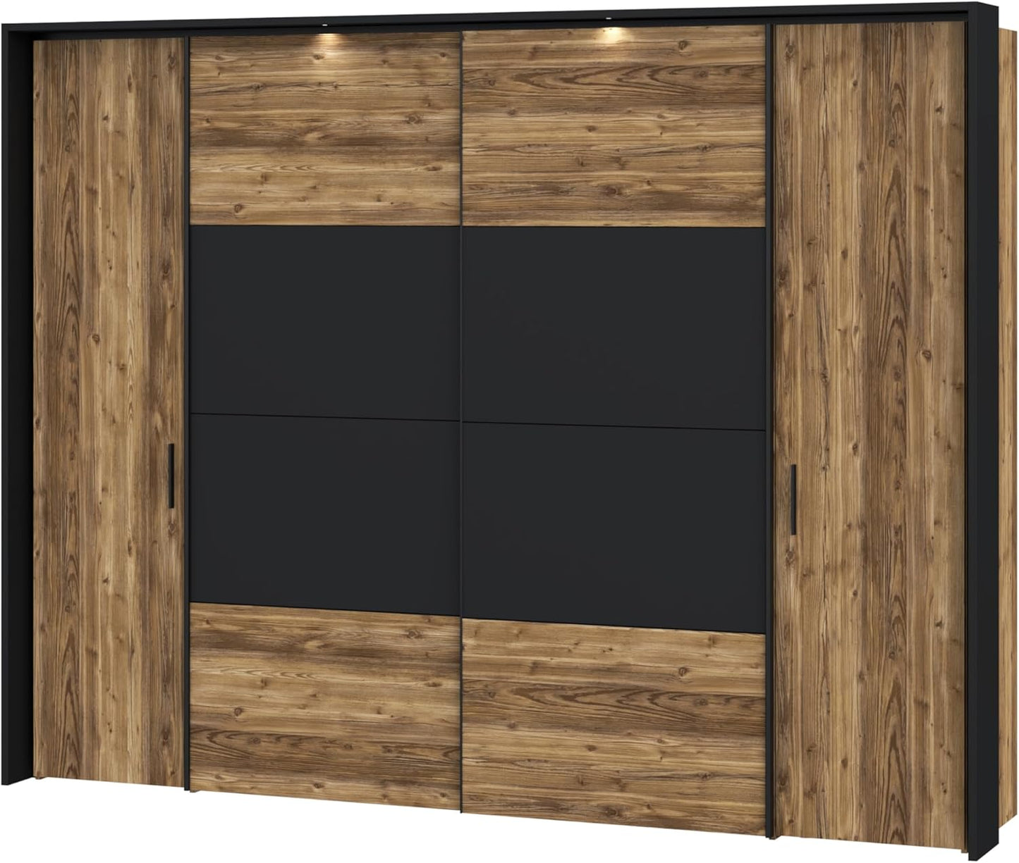 Forte Jabim Kleiderschrank mit LED Beleuchtung – Schwebetürenschrank 4-türig 280 cm Schlafzimmer