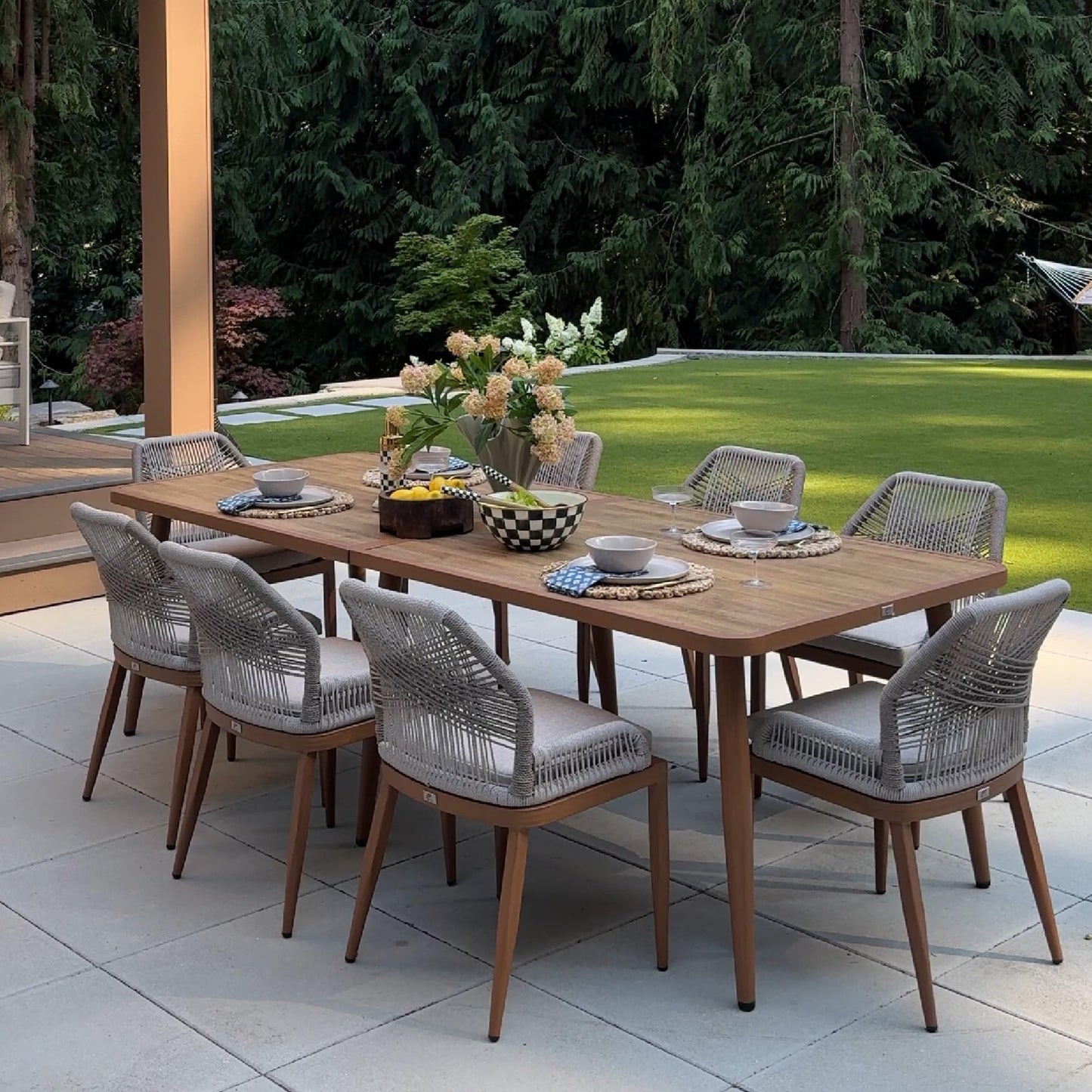 PURPLE LEAF Terrassenmöbel Set 11-tlg – Aluminium Gartenmöbel Lounge mit Esstisch & 10 Gartenstühlen, Wetterfest Balkon- & Gartenmöbel