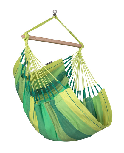 La Siesta Habana Hängesessel Kingsize aus Bio-Baumwolle mit Bambus Spreizstab & 360° Drehgelenk – Premium Hängestuhl für Garten, Balkon & Wohnzimmer