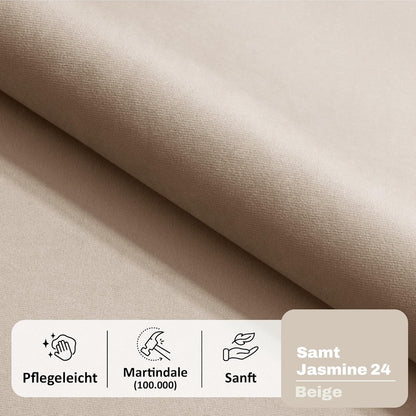 Motivena Santiago Boxspringbett 160x200 Beige Samt – Bett mit Bettkasten, Bonellfederkern Matratze H4 & Komfortschaum Topper H3