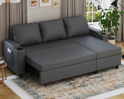 Devoko Ecksofa mit Schlaffunktion L-Form Schlafsofa mit Bettkasten Velours 3-Sitzer