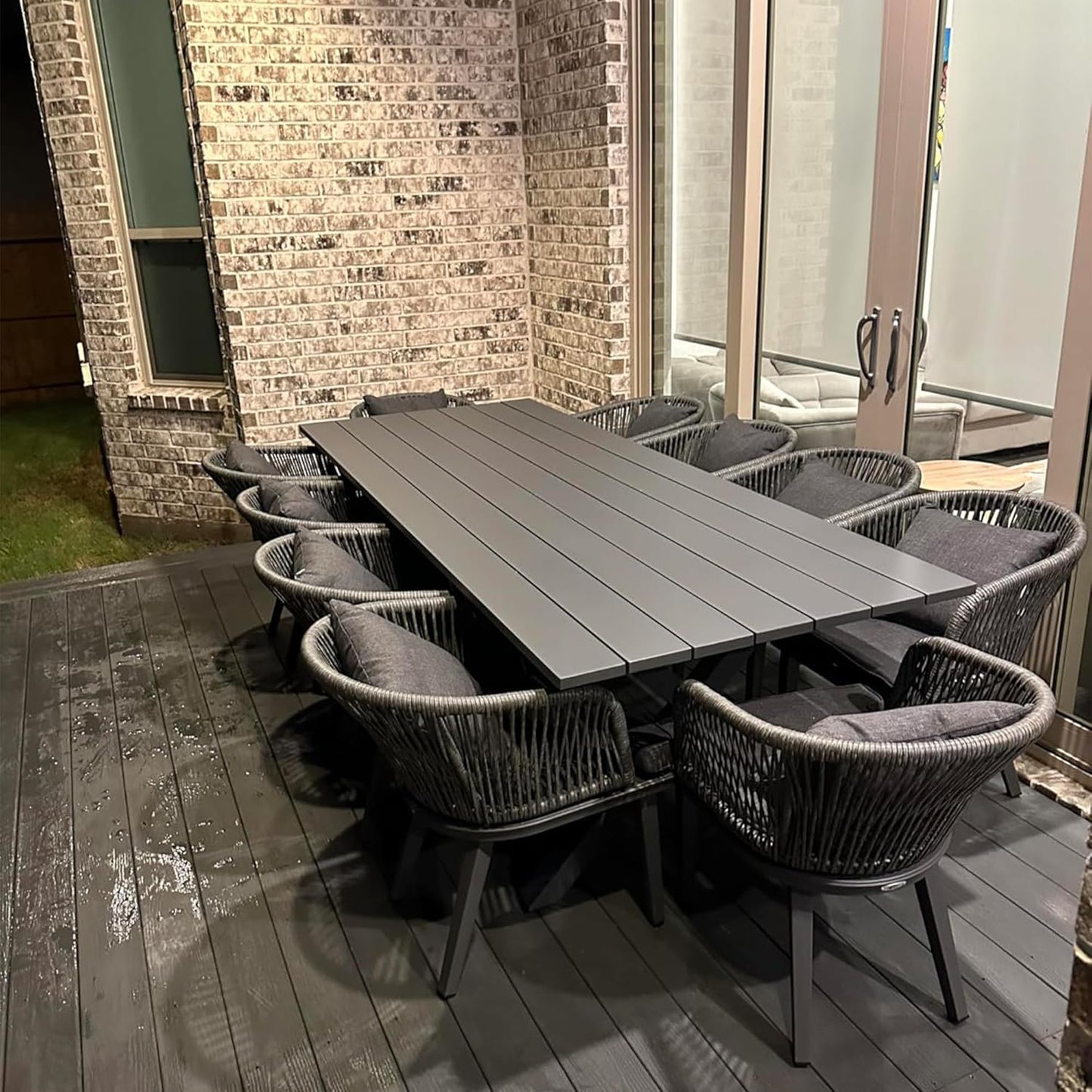 PURPLE LEAF Terrassenmöbel Set 11-tlg – Aluminium Gartenmöbel Lounge mit Esstisch & 10 Gartenstühlen, Wetterfest Balkon- & Gartenmöbel