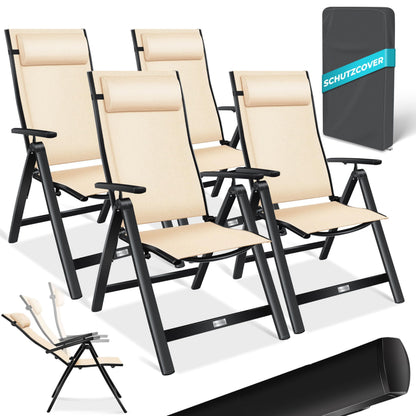 KESSER Gartenstuhl Hochlehner Set – Klappbarer Aluminium Gartenstuhl mit Armlehnen, 7-fach verstellbar, wetterfest & atmungsaktiv