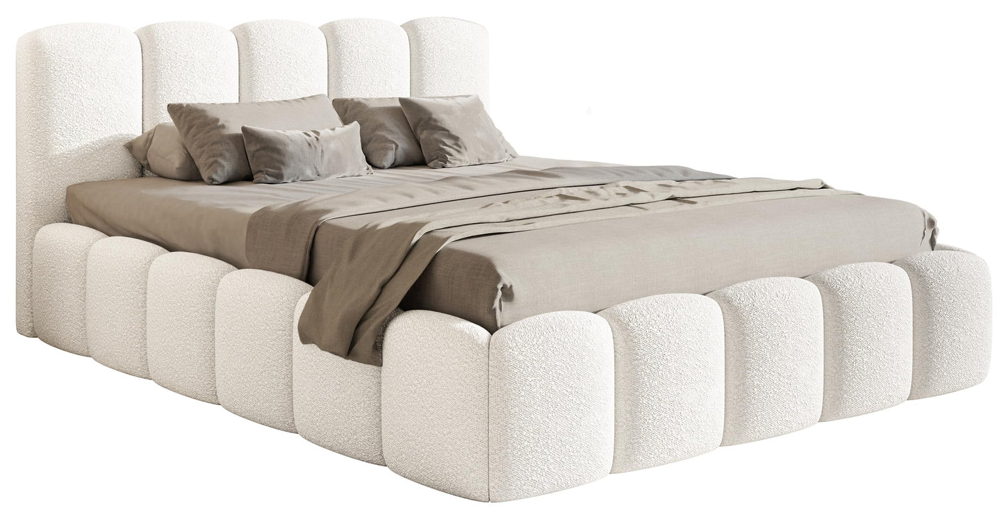 Selsey Polsterbett Cloudy II mit Bettkasten und Lattenrost – Metallrahmen, Bouclé Stoff, Modernes Schlafzimmerbett