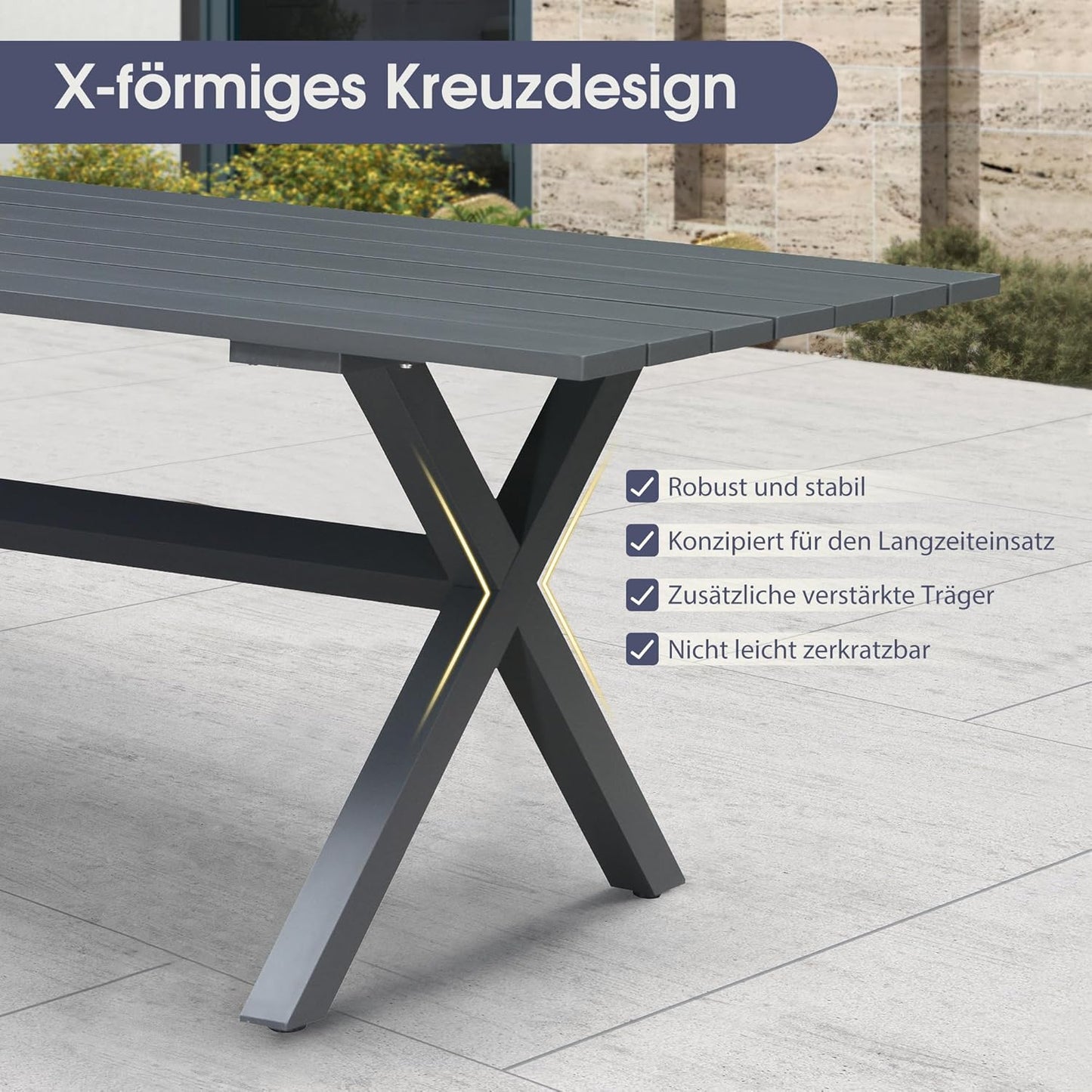 PURPLE LEAF Terrassenmöbel Set 11-tlg – Aluminium Gartenmöbel Lounge mit Esstisch & 10 Gartenstühlen, Wetterfest Balkon- & Gartenmöbel