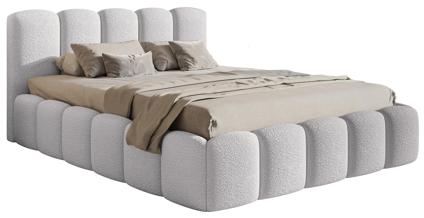 Selsey Polsterbett Cloudy II mit Bettkasten und Lattenrost – Metallrahmen, Bouclé Stoff, Modernes Schlafzimmerbett