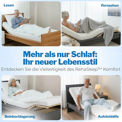 RehaSleep Komfort Lattenrost elektrisch verstellbar – Birkenholz, ergonomisch, 28 Leisten, Schlafsystem für optimalen Liegekomfort