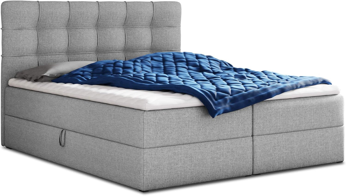 Sofnet Best Boxspringbett mit 2 Bettkästen, Bonellfederkern Matratze & Topper, Polsterbett mit Stauraum, Modernes Bettgestell Schlafzimmer