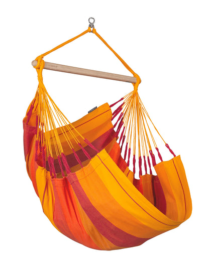 La Siesta Habana Hängesessel Kingsize aus Bio-Baumwolle mit Bambus Spreizstab & 360° Drehgelenk – Premium Hängestuhl für Garten, Balkon & Wohnzimmer