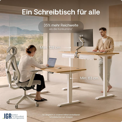 Desktronic HomePro Höhenverstellbarer Schreibtisch Elektrisch – Ergonomischer Steh Sitz Schreibtisch mit Dual Motor, Touchscreen, USB-A & USB-C