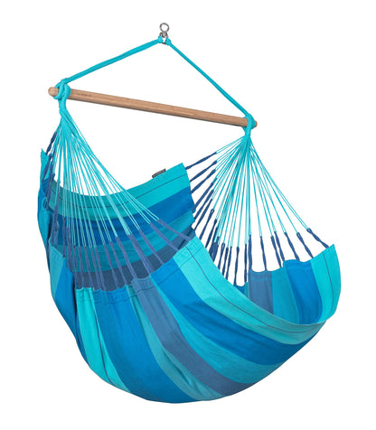 La Siesta Habana Hängesessel Kingsize aus Bio-Baumwolle mit Bambus Spreizstab & 360° Drehgelenk – Premium Hängestuhl für Garten, Balkon & Wohnzimmer