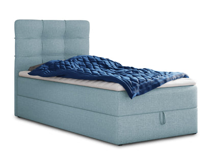 Sofnet Best Mini Boxspringbett mit Bettkasten und Topper – Gepolstertes Bett mit Bonellmatratze, Stauraumbett für Schlafzimmer