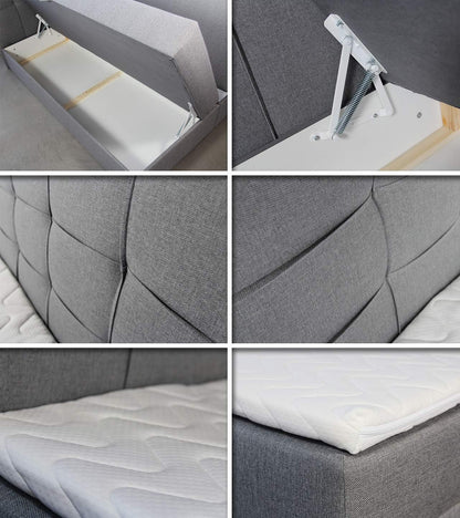 Sofnet Best Boxspringbett mit 2 Bettkästen, Bonellfederkern Matratze & Topper, Polsterbett mit Stauraum, Modernes Bettgestell Schlafzimmer