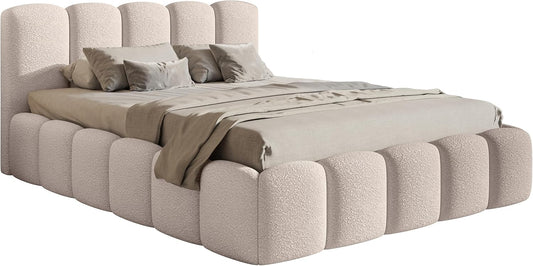 Selsey Polsterbett Cloudy II mit Bettkasten und Lattenrost – Metallrahmen, Bouclé Stoff, Modernes Schlafzimmerbett