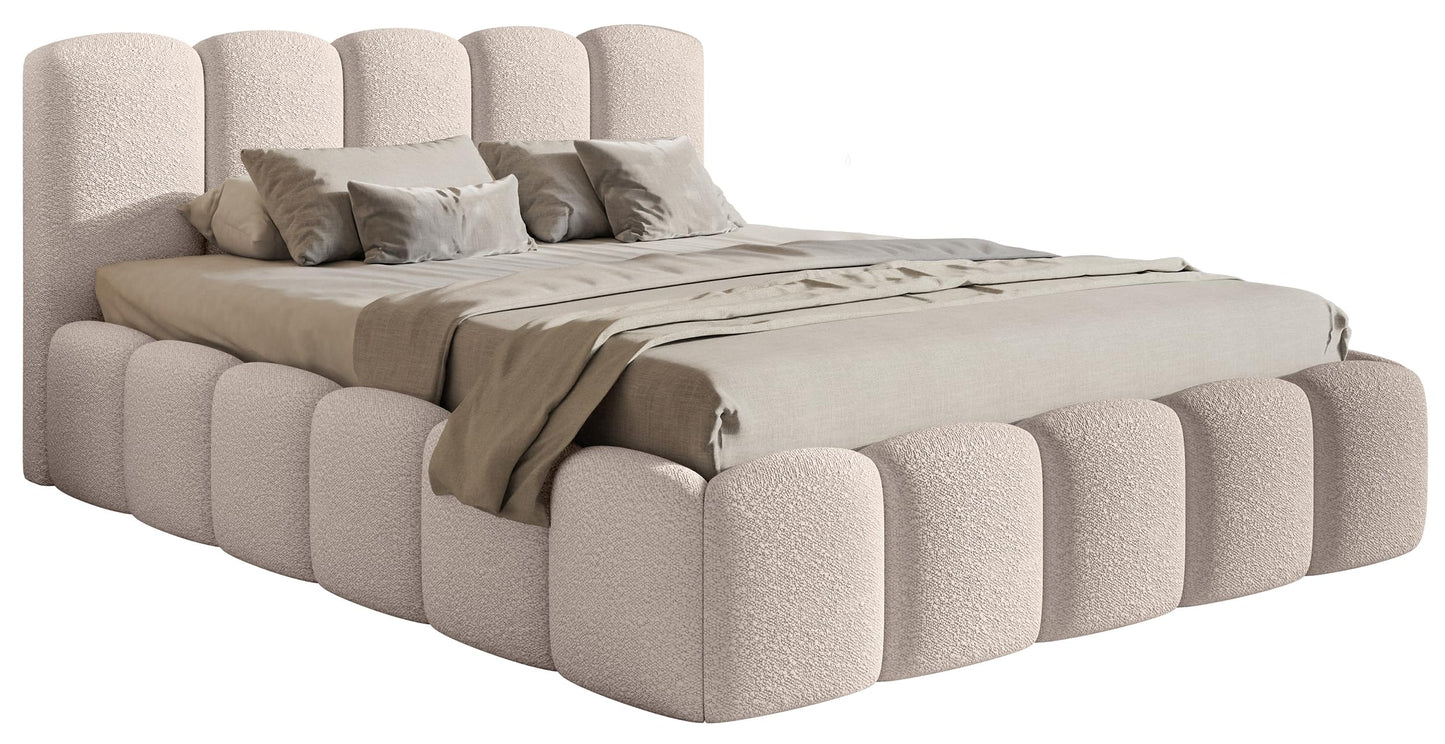Selsey Polsterbett Cloudy II mit Bettkasten und Lattenrost – Metallrahmen, Bouclé Stoff, Modernes Schlafzimmerbett