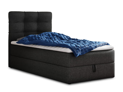 Sofnet Best Mini Boxspringbett mit Bettkasten und Topper – Gepolstertes Bett mit Bonellmatratze, Stauraumbett für Schlafzimmer