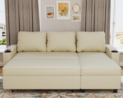 Devoko Ecksofa mit Schlaffunktion L-Form Schlafsofa mit Bettkasten Velours 3-Sitzer