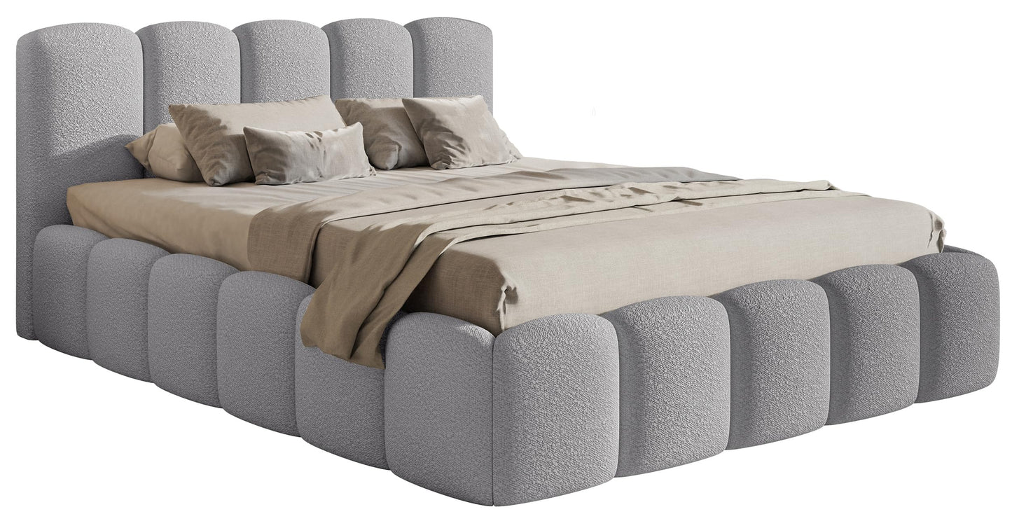 Selsey Polsterbett Cloudy II mit Bettkasten und Lattenrost – Metallrahmen, Bouclé Stoff, Modernes Schlafzimmerbett
