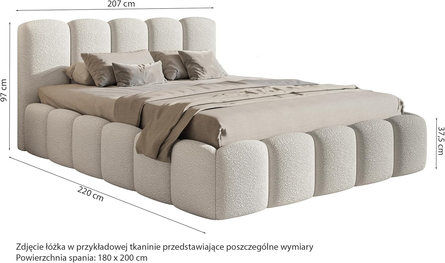Selsey Polsterbett Cloudy II mit Bettkasten und Lattenrost – Metallrahmen, Bouclé Stoff, Modernes Schlafzimmerbett