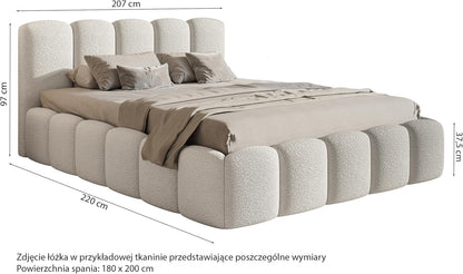 Selsey Polsterbett Cloudy II mit Bettkasten und Lattenrost – Metallrahmen, Bouclé Stoff, Modernes Schlafzimmerbett