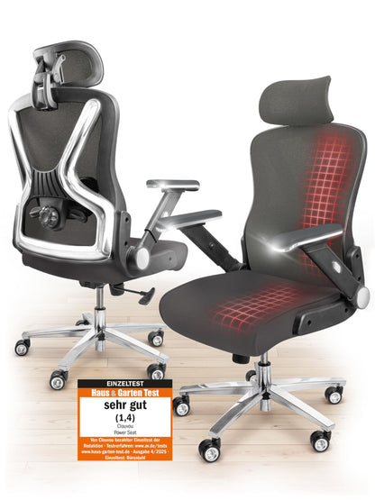 CLOUVOU CleverSeat Ergonomischer Bürostuhl – Verstellbarer Schreibtischstuhl mit 4D Armlehnen, Kopfstütze & Lendenstütze, Drehstuhl bis 150 kg