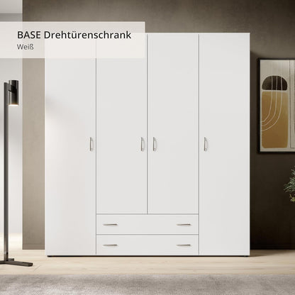 Stella Trading BASE Kleiderschrank Drehtürenschrank Weiß Holz Mehrere Größen