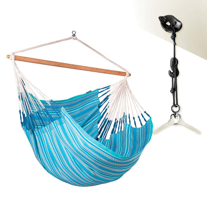 La Siesta Habana Hängesessel Kingsize aus Bio-Baumwolle mit Bambus Spreizstab & 360° Drehgelenk – Premium Hängestuhl für Garten, Balkon & Wohnzimmer