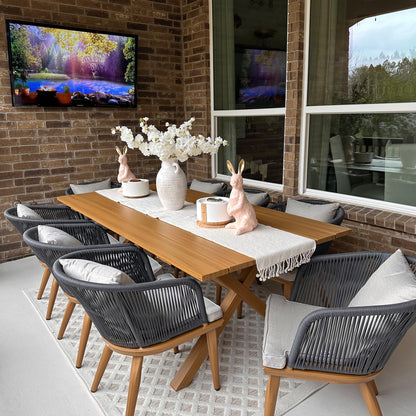 PURPLE LEAF Terrassenmöbel Set 11-tlg – Aluminium Gartenmöbel Lounge mit Esstisch & 10 Gartenstühlen, Wetterfest Balkon- & Gartenmöbel