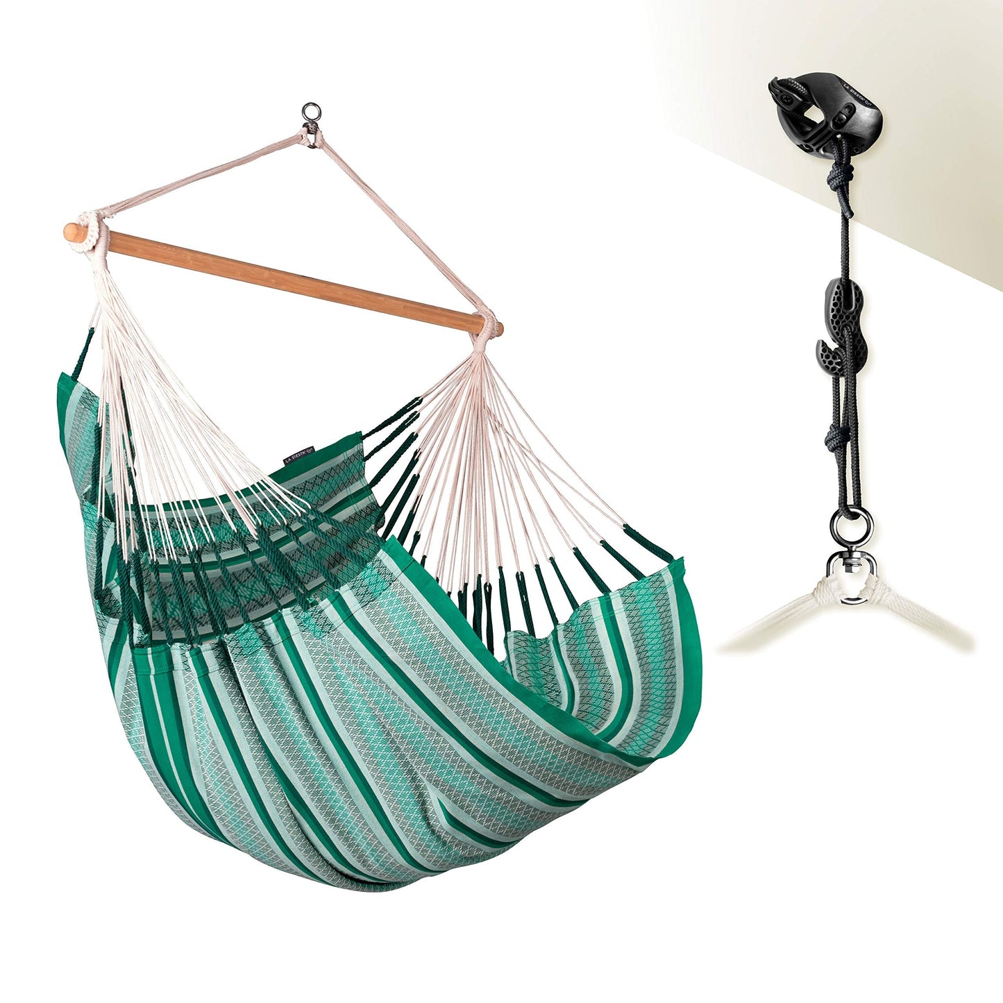 La Siesta Habana Hängesessel Kingsize aus Bio-Baumwolle mit Bambus Spreizstab & 360° Drehgelenk – Premium Hängestuhl für Garten, Balkon & Wohnzimmer