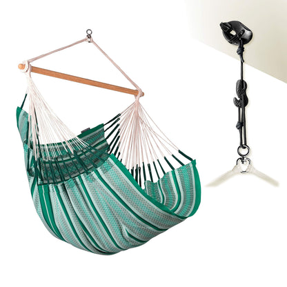 La Siesta Habana Hängesessel Kingsize aus Bio-Baumwolle mit Bambus Spreizstab & 360° Drehgelenk – Premium Hängestuhl für Garten, Balkon & Wohnzimmer