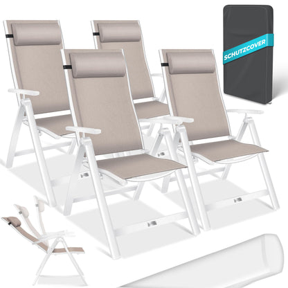 KESSER Gartenstuhl Hochlehner Set – Klappbarer Aluminium Gartenstuhl mit Armlehnen, 7-fach verstellbar, wetterfest & atmungsaktiv