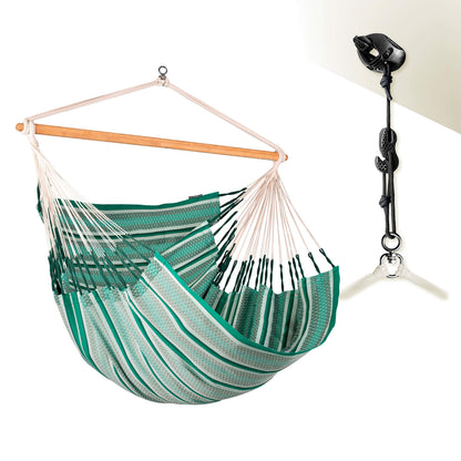 La Siesta Habana Hängesessel Kingsize aus Bio-Baumwolle mit Bambus Spreizstab & 360° Drehgelenk – Premium Hängestuhl für Garten, Balkon & Wohnzimmer