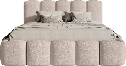 Selsey Polsterbett Cloudy II mit Bettkasten und Lattenrost – Metallrahmen, Bouclé Stoff, Modernes Schlafzimmerbett