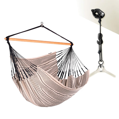 La Siesta Habana Hängesessel Kingsize aus Bio-Baumwolle mit Bambus Spreizstab & 360° Drehgelenk – Premium Hängestuhl für Garten, Balkon & Wohnzimmer
