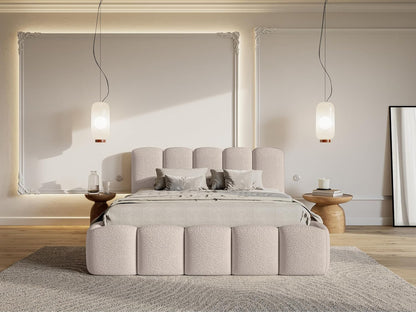 Selsey Polsterbett Cloudy II mit Bettkasten und Lattenrost – Metallrahmen, Bouclé Stoff, Modernes Schlafzimmerbett
