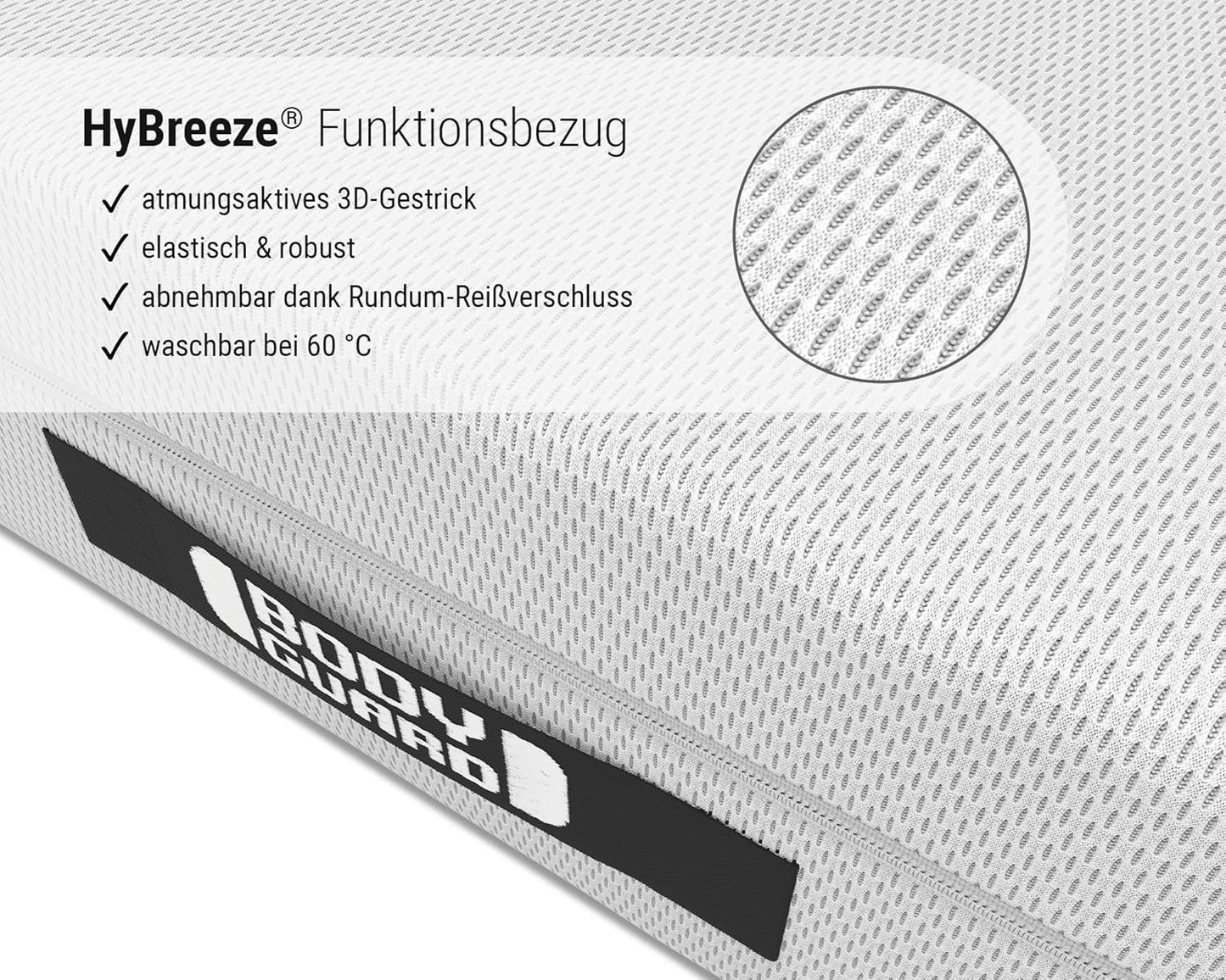 bett1 Bodyguard Anti-Kartell Matratze aus QXSchaum, 2 Härtegrade, Oeko-TEX 100, waschbarer Bezug