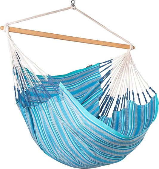 La Siesta Habana Hängesessel Kingsize aus Bio-Baumwolle mit Bambus Spreizstab & 360° Drehgelenk – Premium Hängestuhl für Garten, Balkon & Wohnzimmer