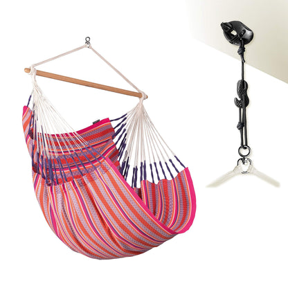 La Siesta Habana Hängesessel Kingsize aus Bio-Baumwolle mit Bambus Spreizstab & 360° Drehgelenk – Premium Hängestuhl für Garten, Balkon & Wohnzimmer