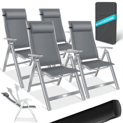 KESSER Gartenstuhl Hochlehner Set – Klappbarer Aluminium Gartenstuhl mit Armlehnen, 7-fach verstellbar, wetterfest & atmungsaktiv