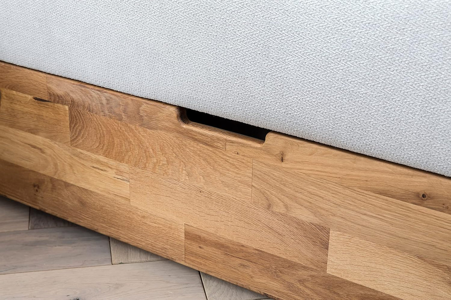 Belanoti Marbo Boxspringbett mit Bettkasten, 7-Zonen Taschenfederkern Matratze & Visco Topper, Massivholz Eiche, Polsterbett