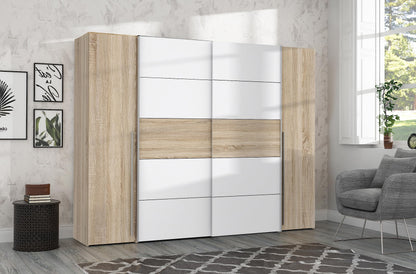 Forte Jabim Kleiderschrank mit LED Beleuchtung – Schwebetürenschrank 4-türig 280 cm Schlafzimmer