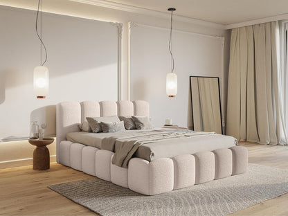 Selsey Polsterbett Cloudy II mit Bettkasten und Lattenrost – Metallrahmen, Bouclé Stoff, Modernes Schlafzimmerbett