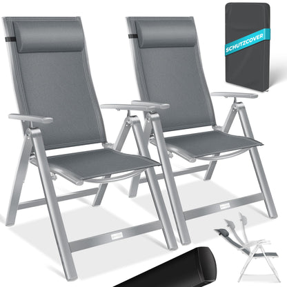 KESSER Gartenstuhl Hochlehner Set – Klappbarer Aluminium Gartenstuhl mit Armlehnen, 7-fach verstellbar, wetterfest & atmungsaktiv